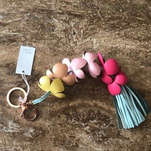 Anthropologie Blooming keychain bag charm leather NWT
